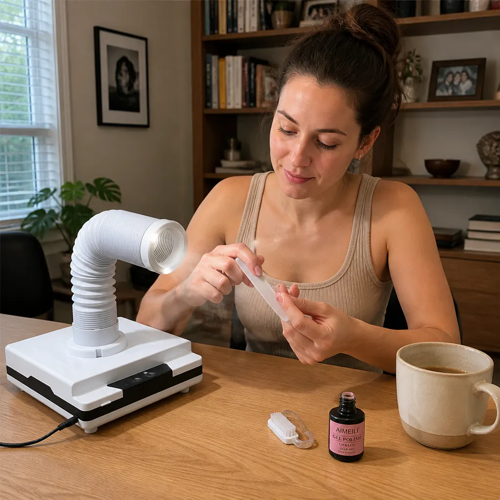 Nail dust being drawn into the Ventra flexible intake arm