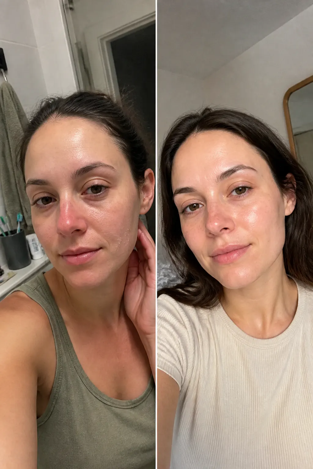 Before and after overnight collagen wrapping mask