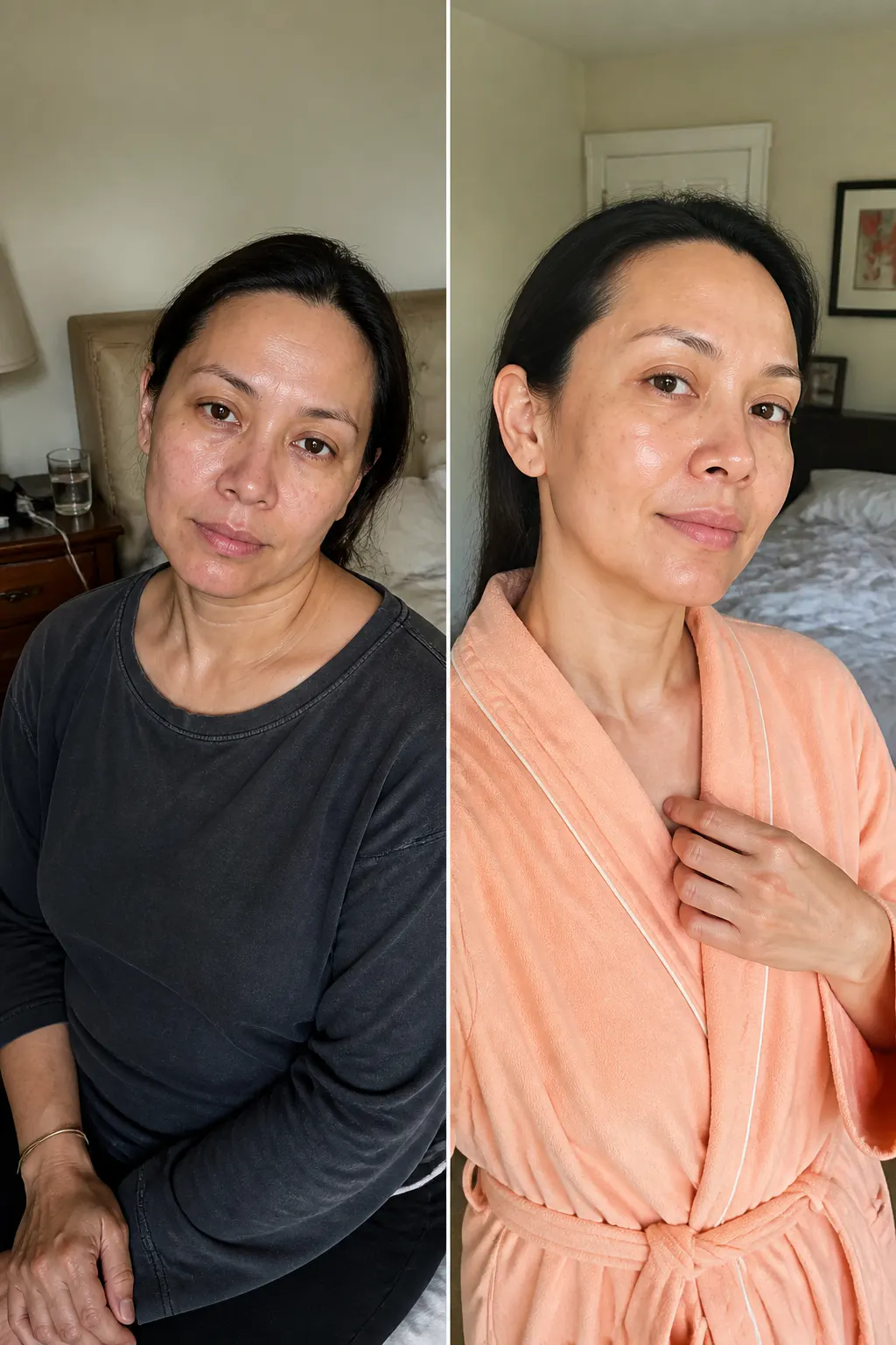 Before and after overnight collagen wrapping mask