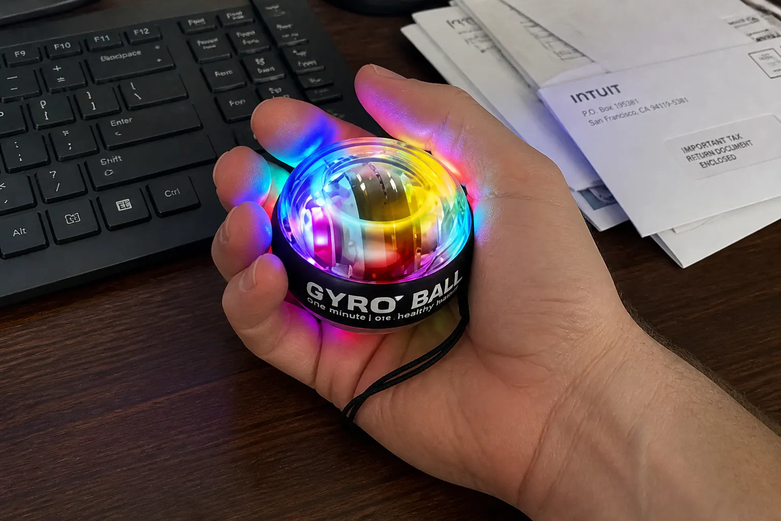 Torque Ball LED lighting glowing as it spins