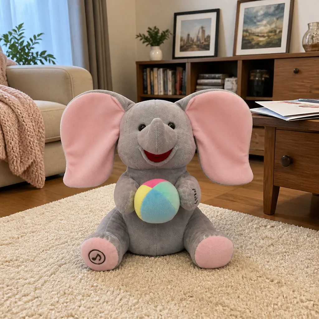 The elephants ears flapping in rhythm to a nursery song