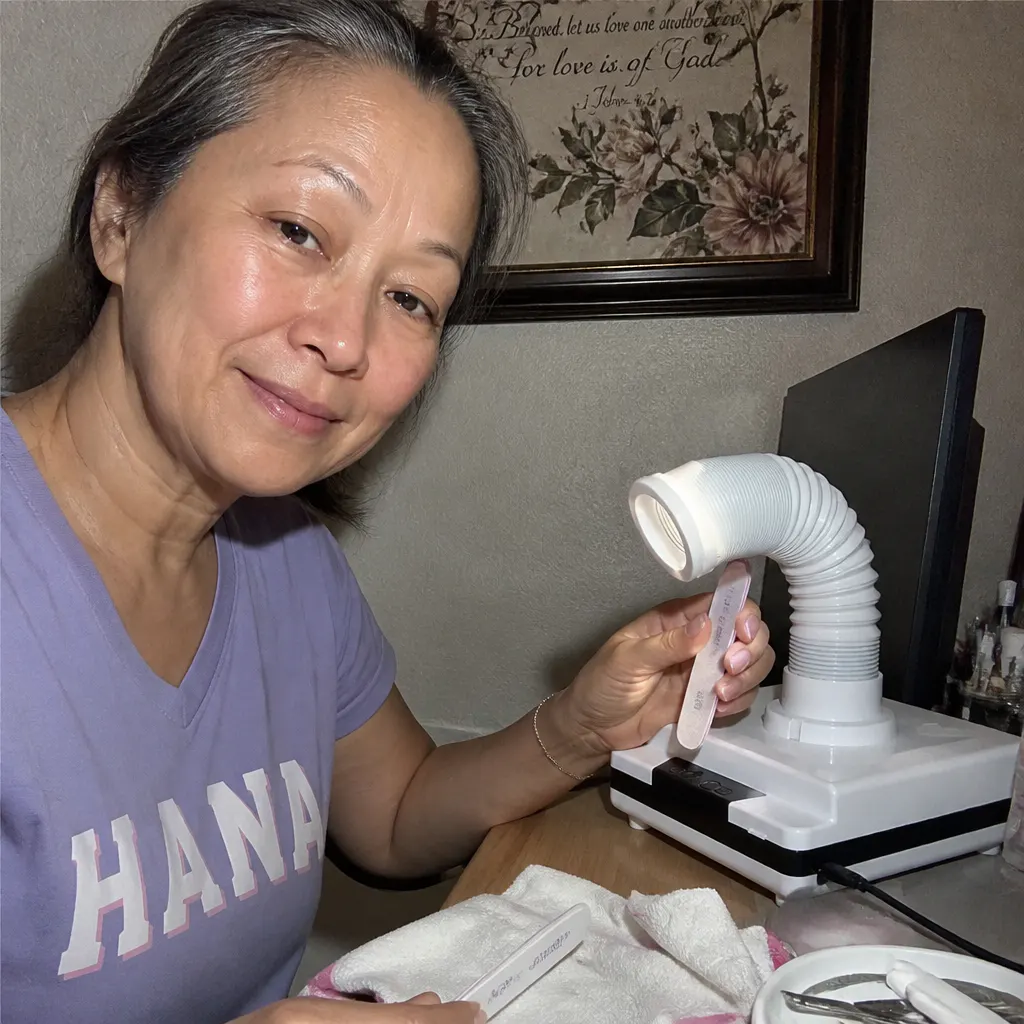 Hana K. using the Ventra Nail Duster