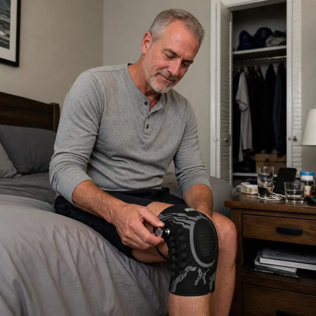 Customer using the knee brace