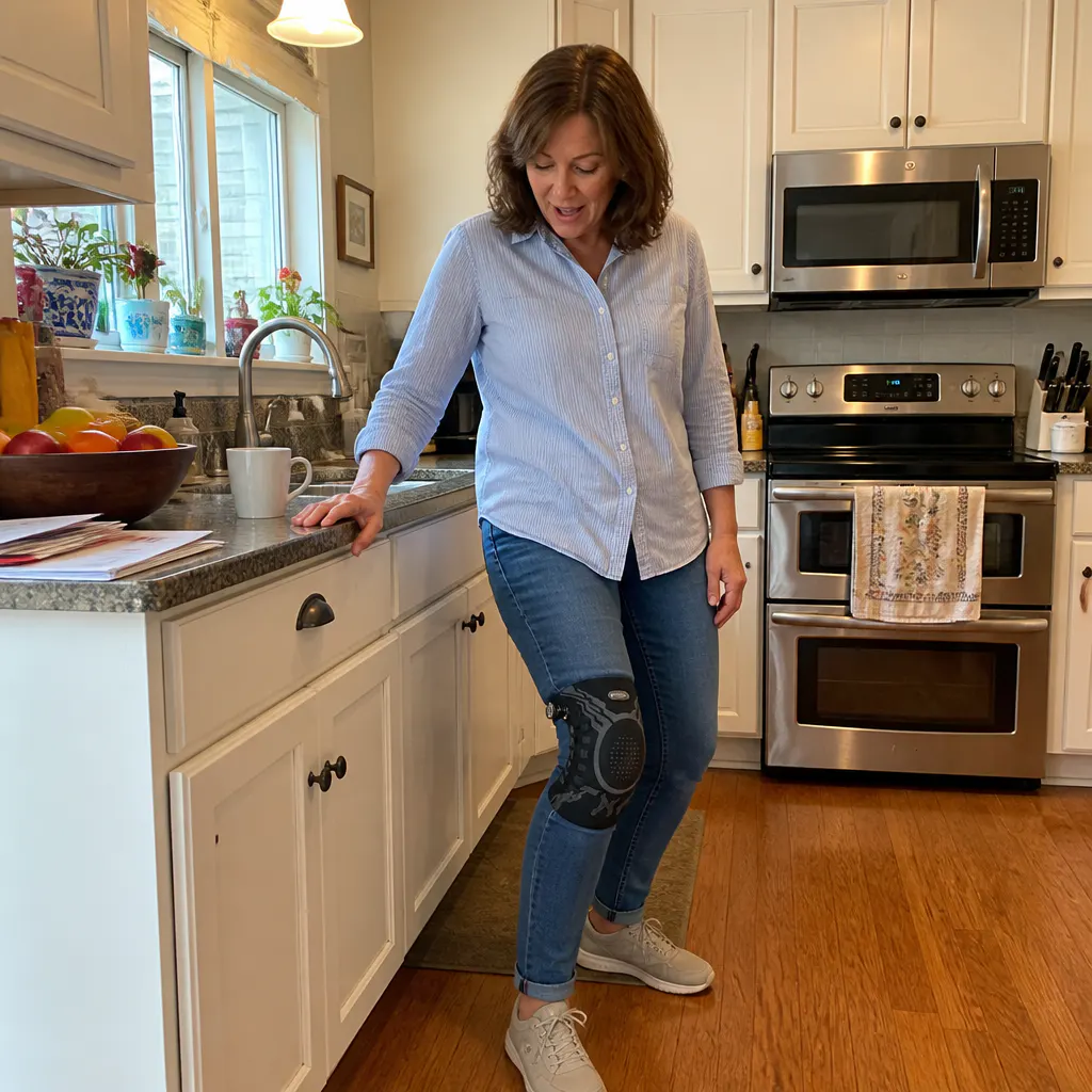 Customer using the knee brace