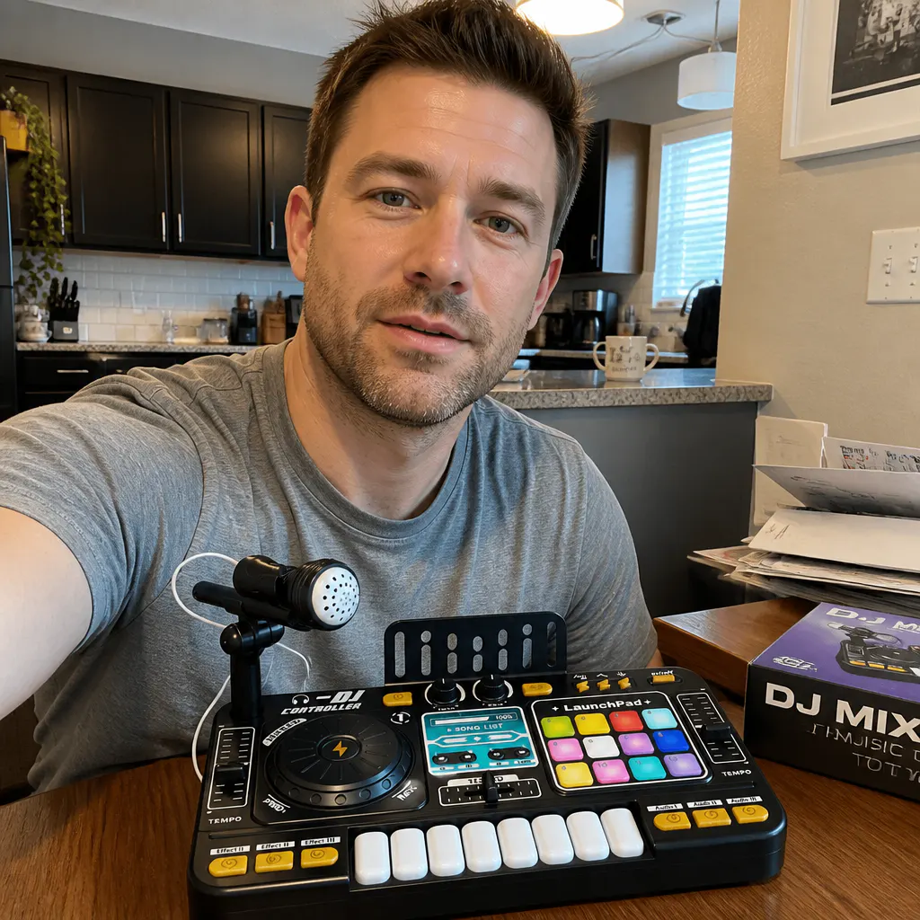 Marcus T.'s child using the MiniMix DJ Set Pro