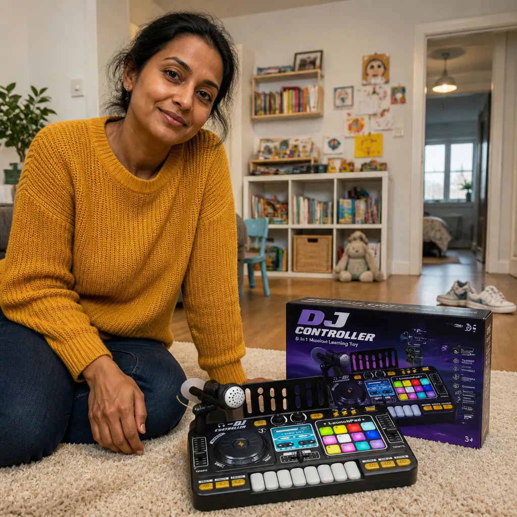 Priya M.'s child using the MiniMix DJ Set Pro