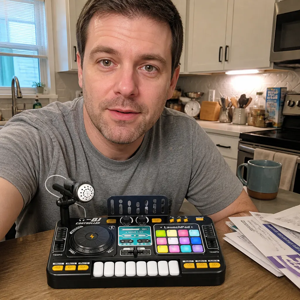 Amara O.'s child using the MiniMix DJ Set Pro