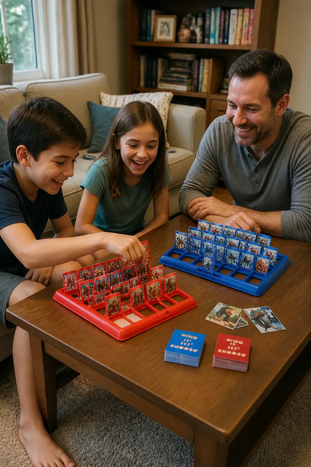 Two kids playing at the table, no screens
