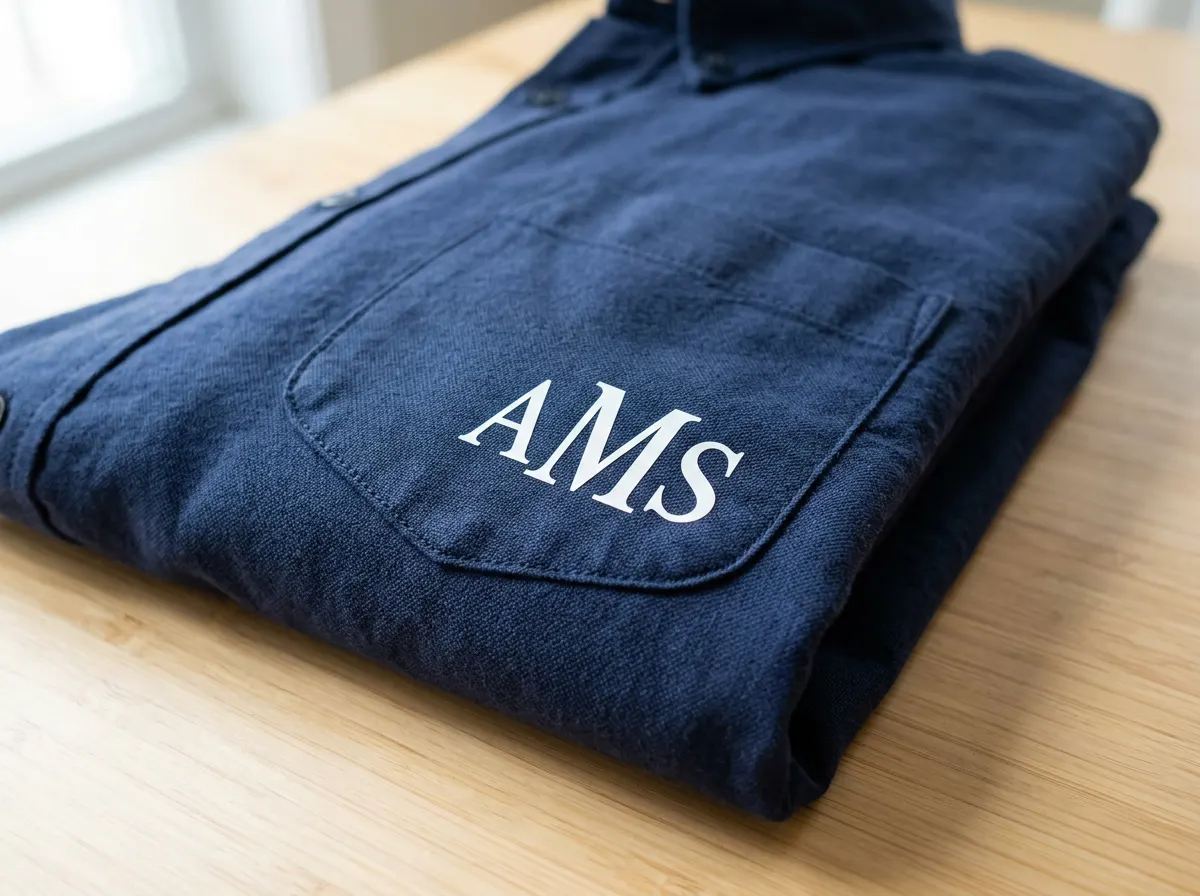 Design pressed onto a shirt pocket