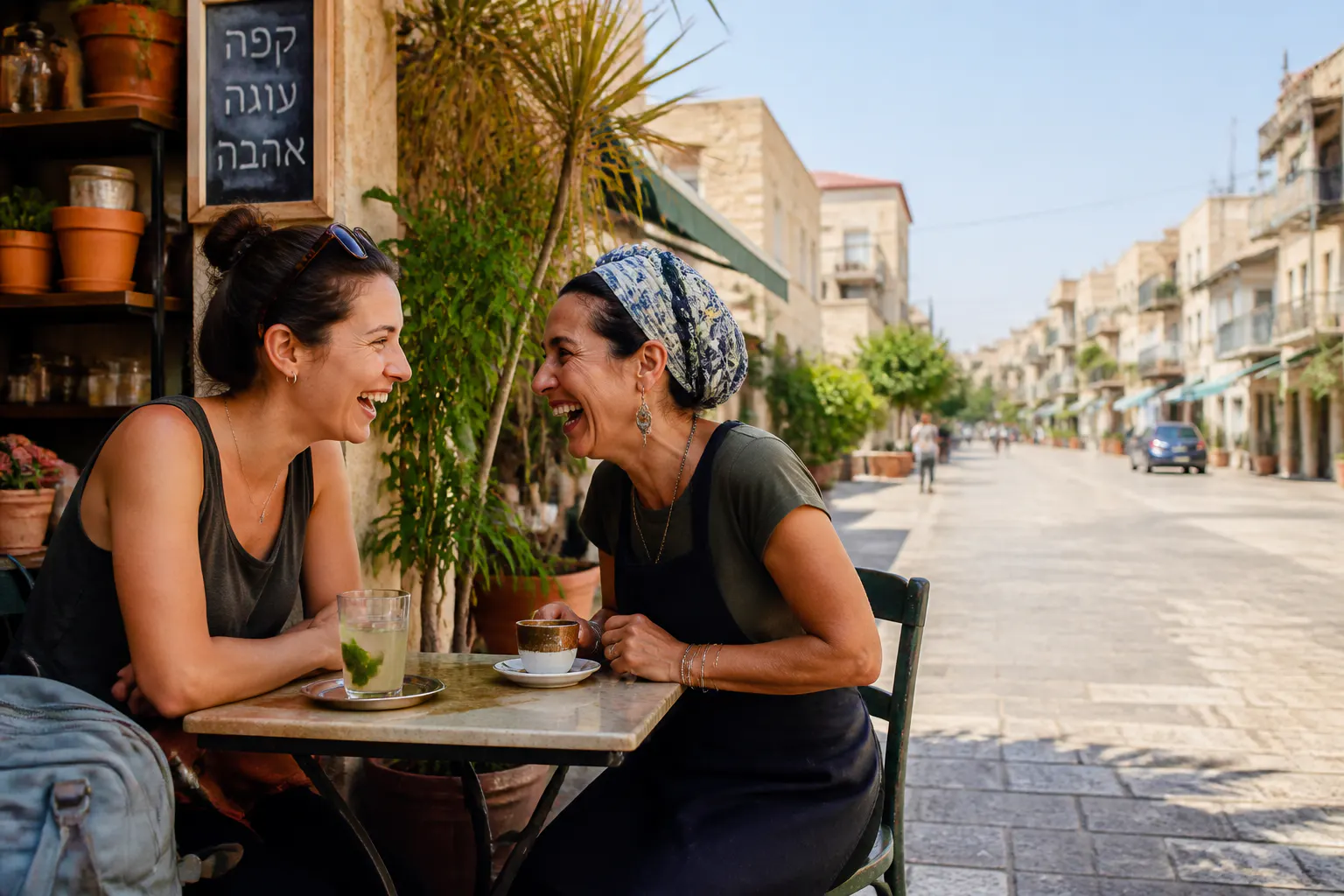 נוסע מתחבר עם מקומיים בעזרת האוזניות
