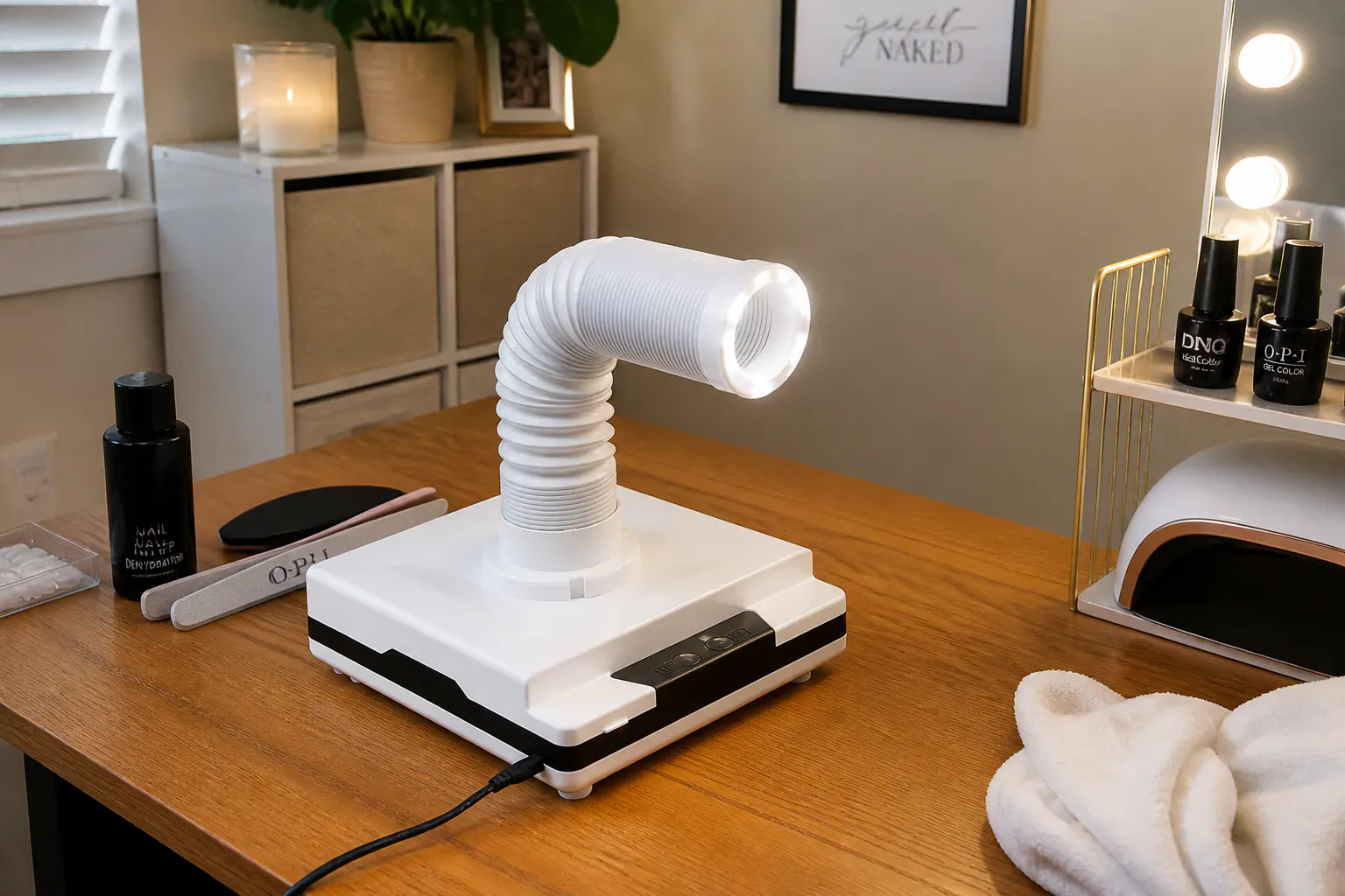 A clean, quiet, salon-like home nail station with the Ventra unit
