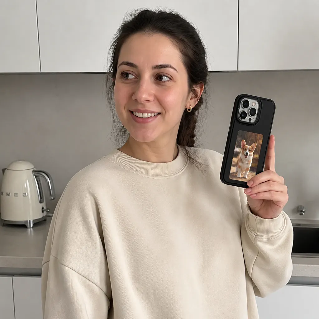 Customer photo of the e-ink phone case