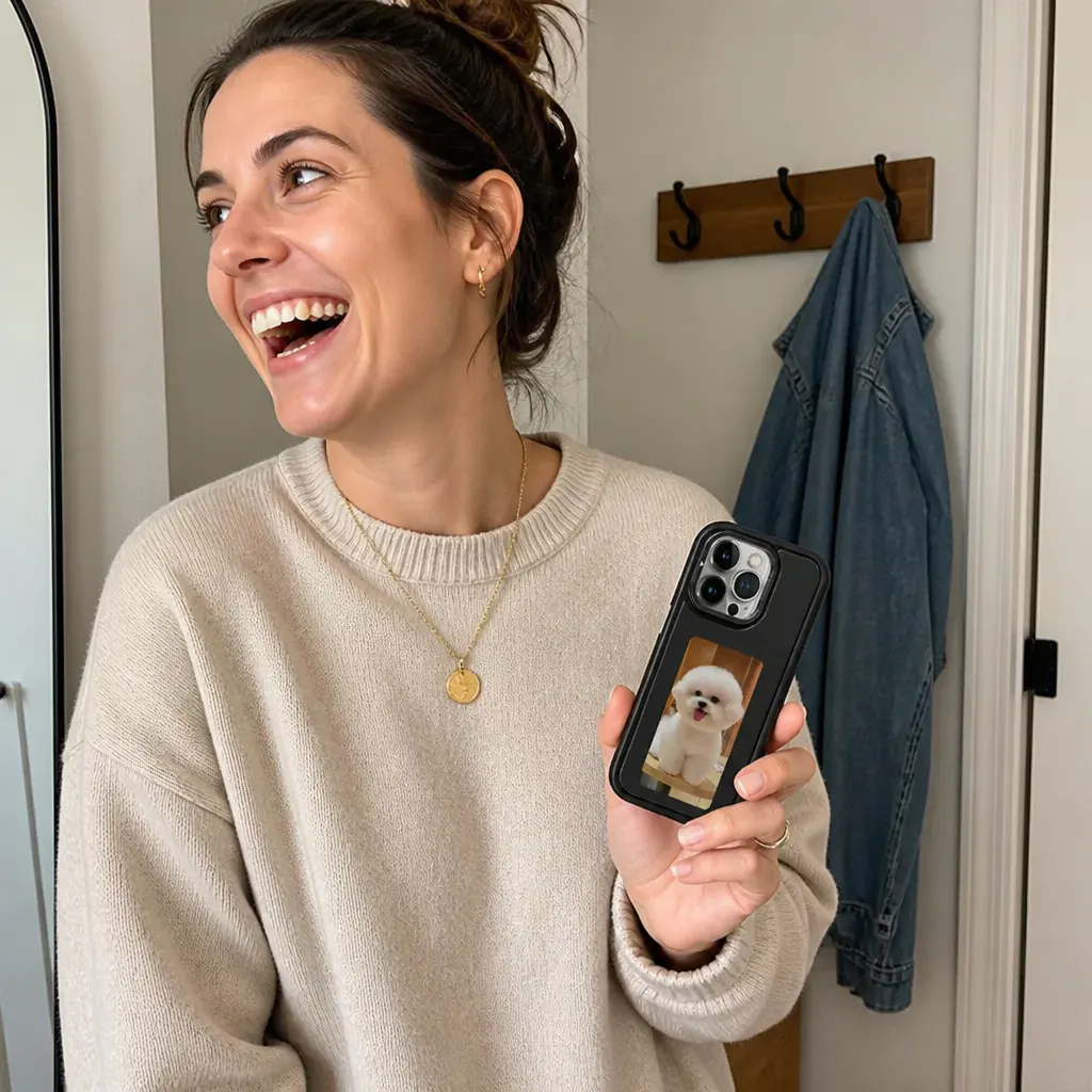 Customer photo of the e-ink phone case