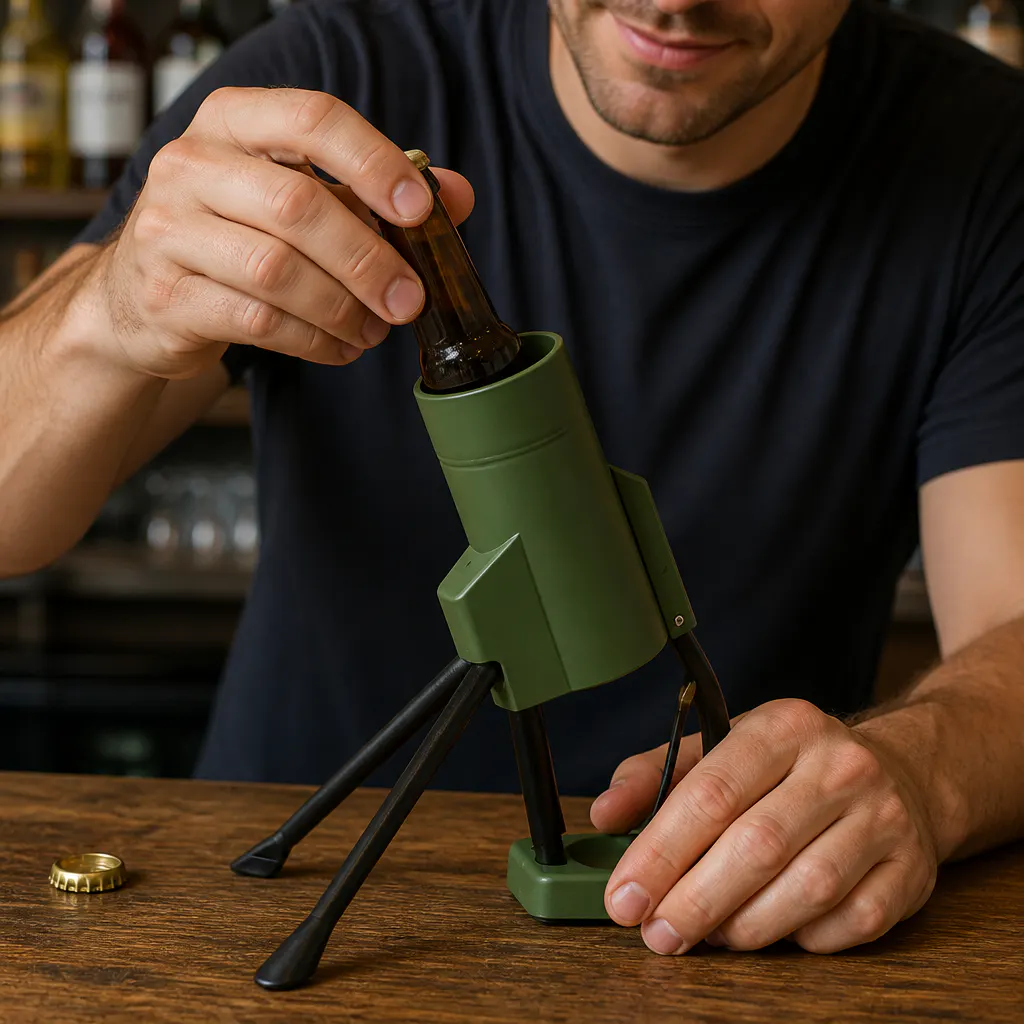 Customer photo of the Mortar Bottle Opener Launcher in use
