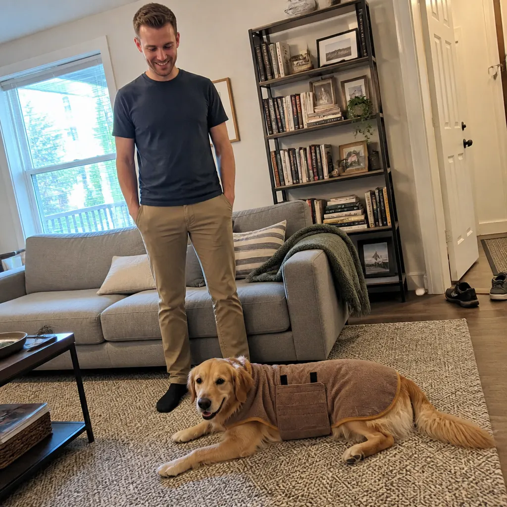Marcus B.'s dog in the robe